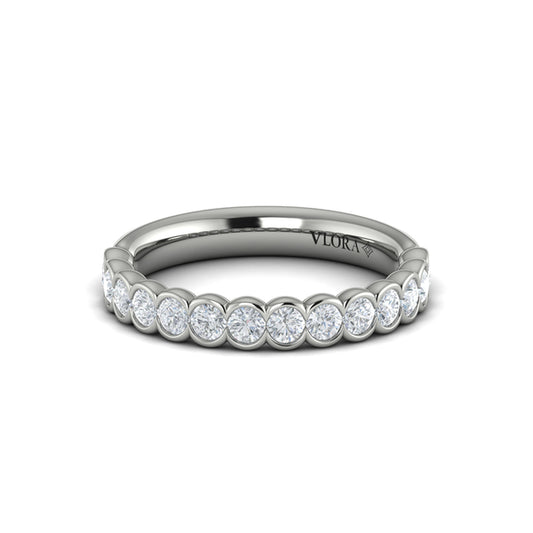Matching Band for Round Diamond Engagement Ring with Bezel-Set Diamond Band