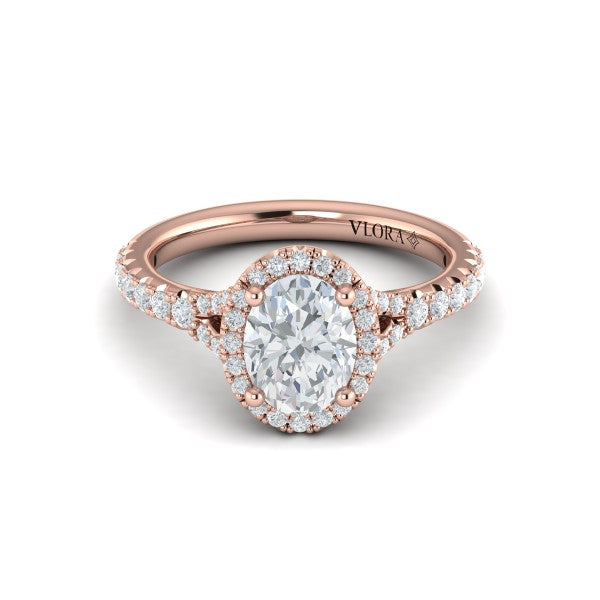 Timeless Halo Split Shank Oval Engagement Ring