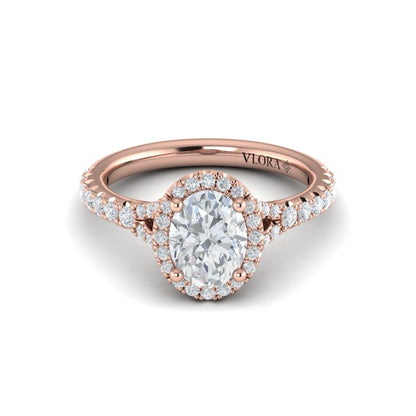Timeless Halo Split Shank Oval Engagement Ring
