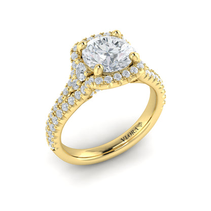 Double Halo Pavé Round Engagement Ring