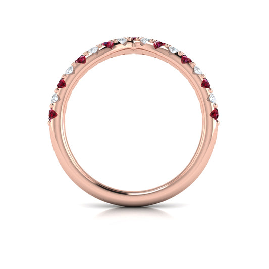 Ruby and Diamond Contour Band