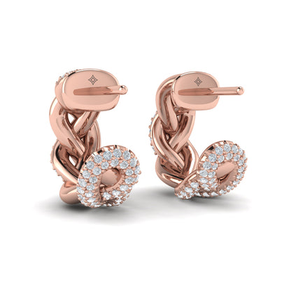 Alternating Diamond Twist Huggie Hoop Earrings