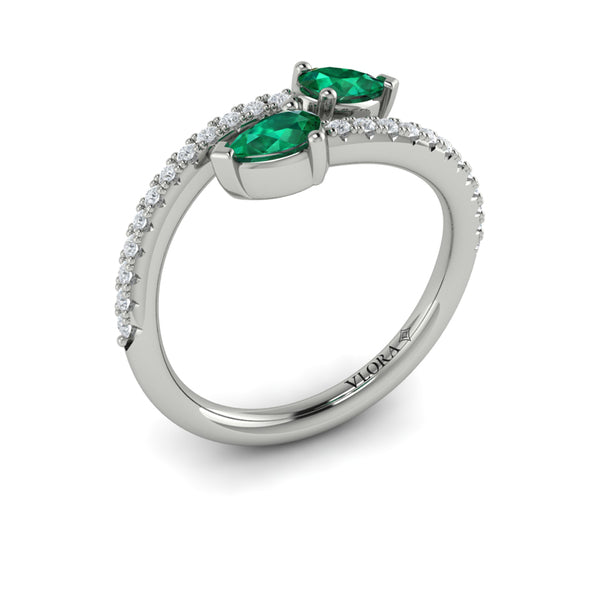 Diamond and Pear Emerald Wrap Ring