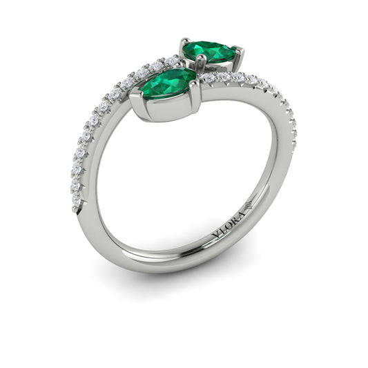 Diamond and Pear Emerald Wrap Ring