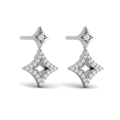 Diamond Double Vlora Star Open Motif Drop Stud Earrings