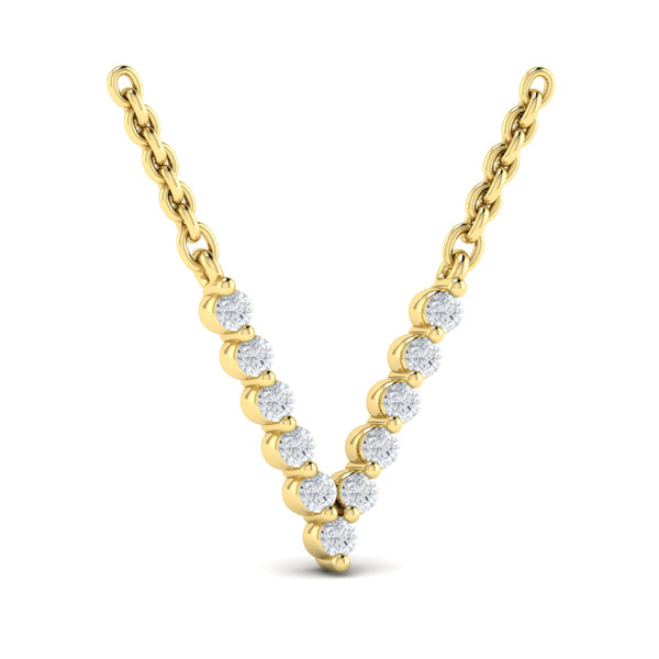 Diamond Alphabet Pendant Necklace, V