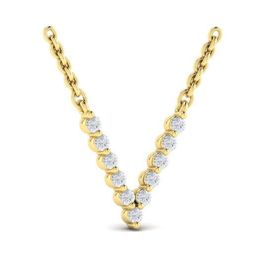 Diamond Alphabet Pendant Necklace, V