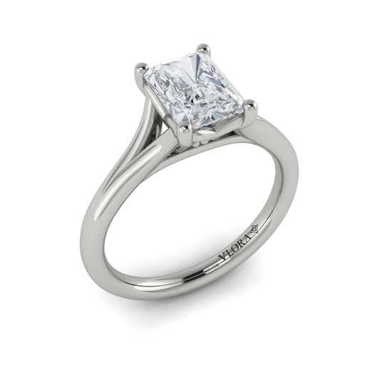 Emerald Cut Classic, Split Shank Engagement Ring in Platinum by Vlora Bridal