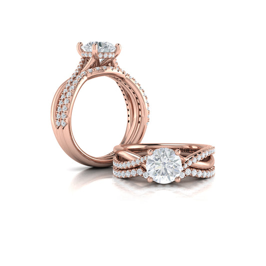 Round Classic Engagement Ring in 14K Rose Gold by Vlora Bridal