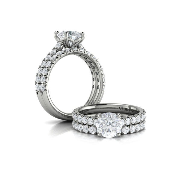 Matching Band for French Cathedral Round Diamond Engagement Ring