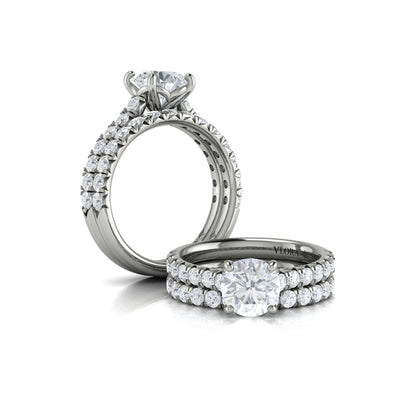 Matching Band for French Cathedral Round Diamond Engagement Ring