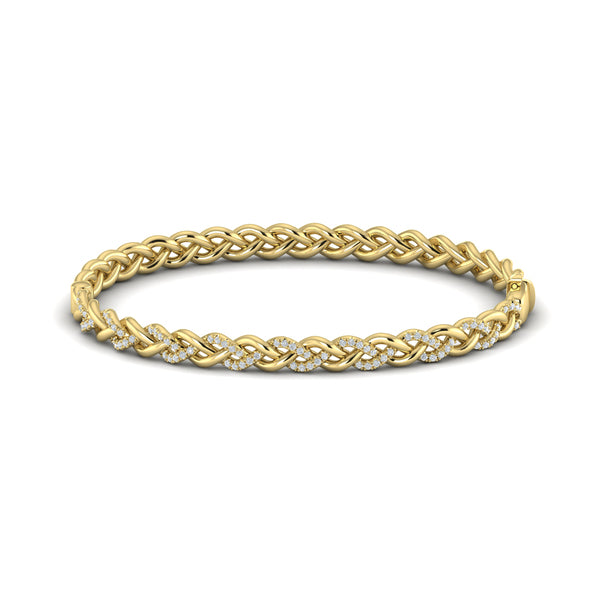 Alternating Diamond Twist Bangle Bracelet
