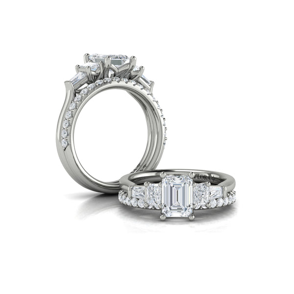 Quintet Emerald Cut Engagement Ring