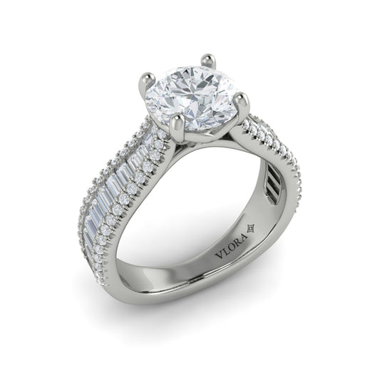 Round Classic Engagement Ring in Platinum by Vlora Bridal