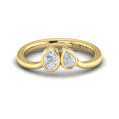 Bezel‑Set Pear and Oval Diamond  Bypass Ring
