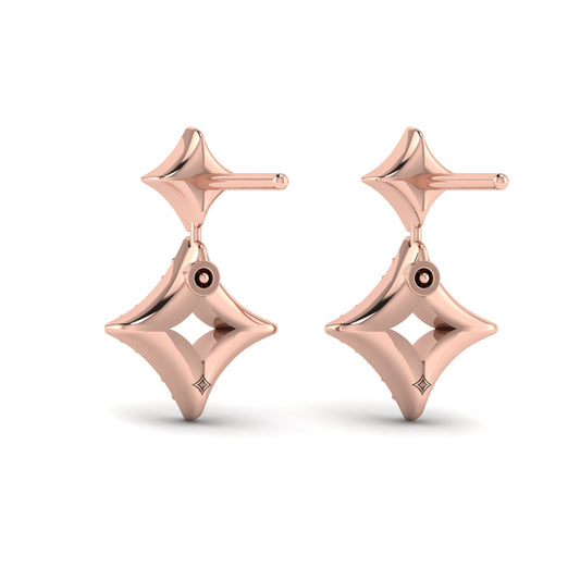 Diamond Double Vlora Star Open Motif Drop Stud Earrings