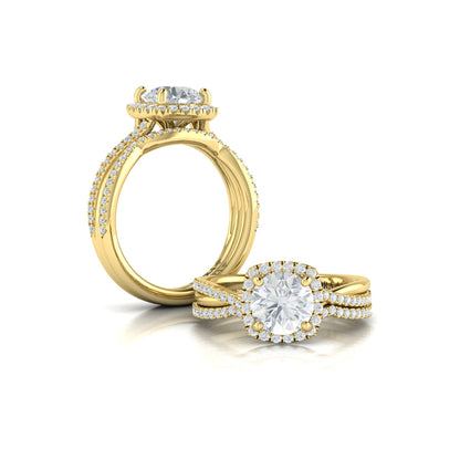 Entwined Euro Halo Round Engagement Ring