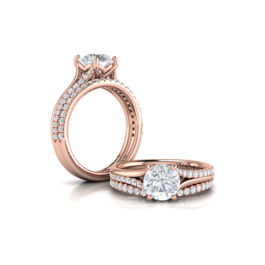 Matching Bands Wedding Band in 14K Rose Gold by Vlora Bridal