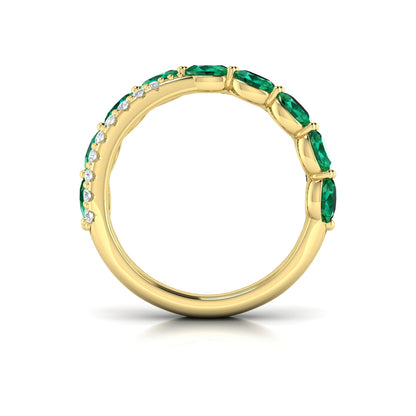 Multi Diamond and Emerald Twist Statement Ring