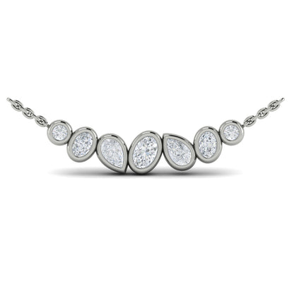 Bezel‑Set Pear, Oval and Round Shaped Diamond Curved Necklace