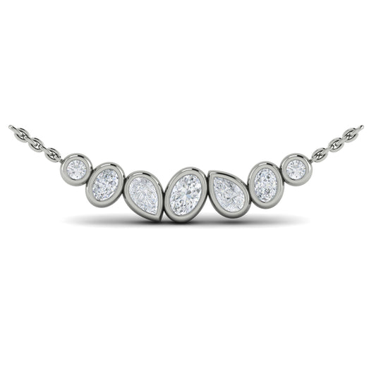 Bezel‑Set Pear, Oval and Round Shaped Diamond Curved Necklace