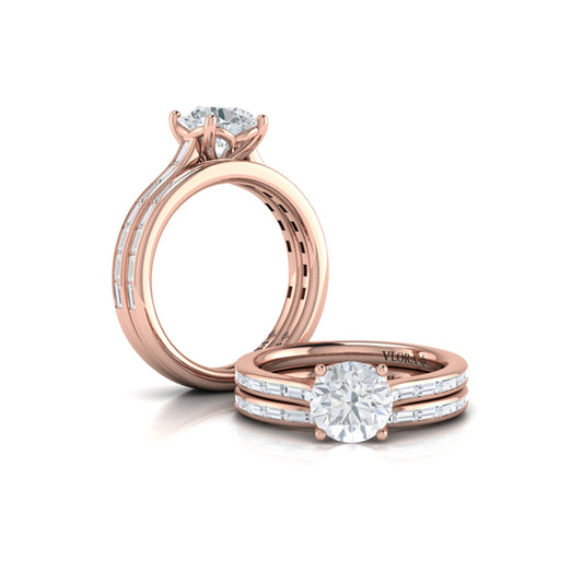Round Classic Engagement Ring in 14K Rose Gold by Vlora Bridal