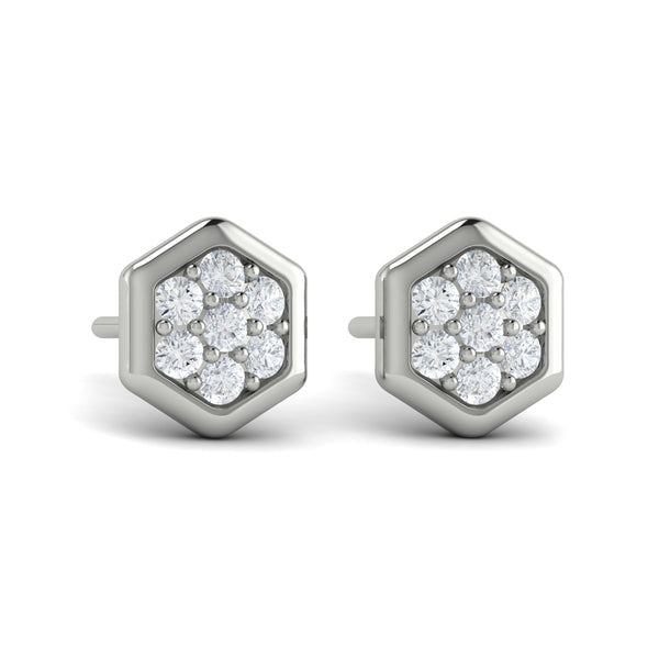 Diamond Cluster Honeycomb Stud Earrings