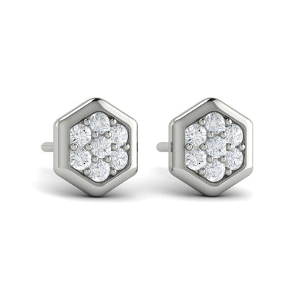 Diamond Cluster Honeycomb Stud Earrings