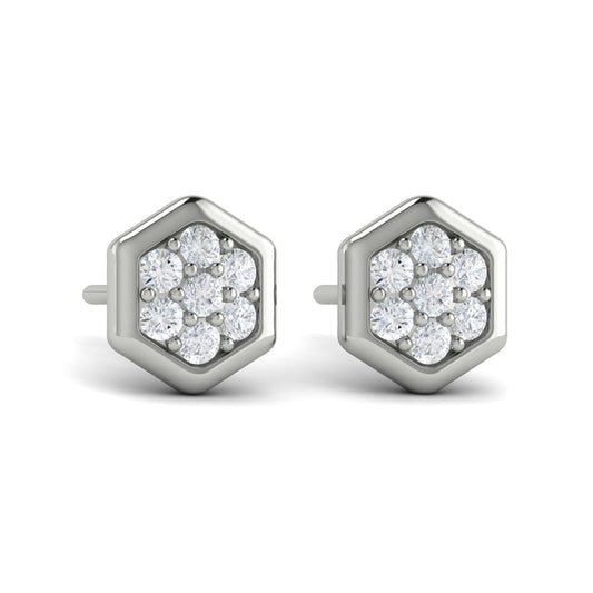 Diamond Cluster Honeycomb Stud Earrings