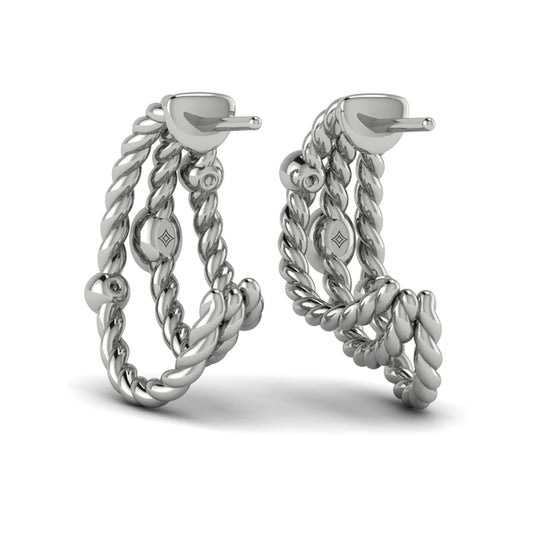 Bezel Set Diamond Rope Hoop Earrings