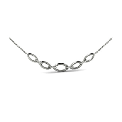 Open Navette Silhouette Alternating Diamonds Necklace