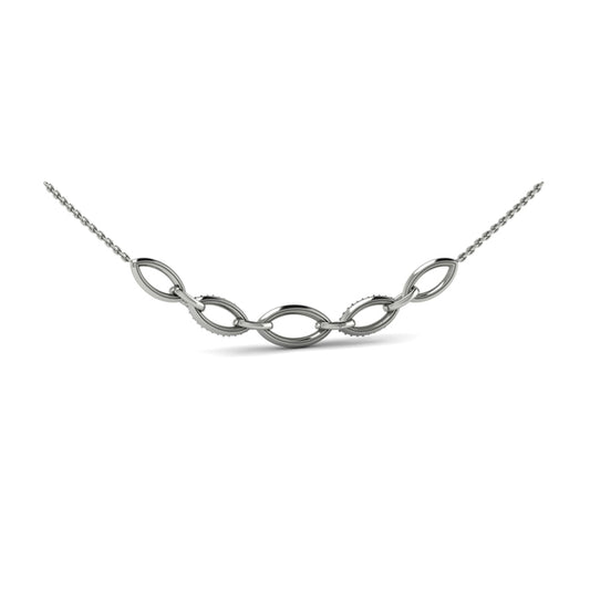 Open Navette Silhouette Alternating Diamonds Necklace