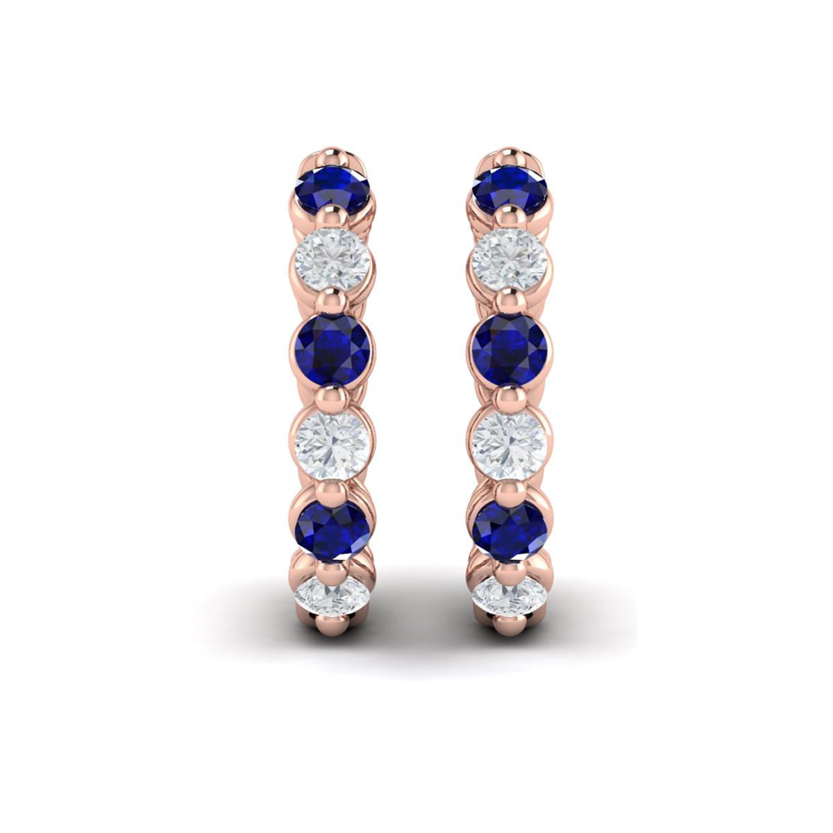 Diamond and Blue Sapphire  Twist Hoop Earrings