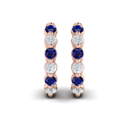 Diamond and Blue Sapphire  Twist Hoop Earrings