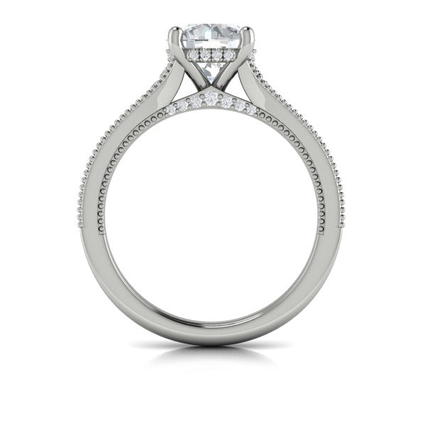 Round Classic, Modern Vintage Engagement Ring in Platinum by Vlora Bridal