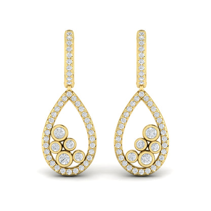 Pavé Pear Shaped and Bezel Set Diamond Earrings