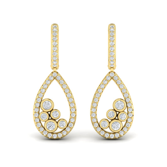 Pavé Pear Shaped and Bezel Set Diamond Earrings
