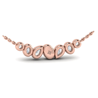 Bezel‑Set Pear, Oval and Round Shaped Diamond Curved Necklace