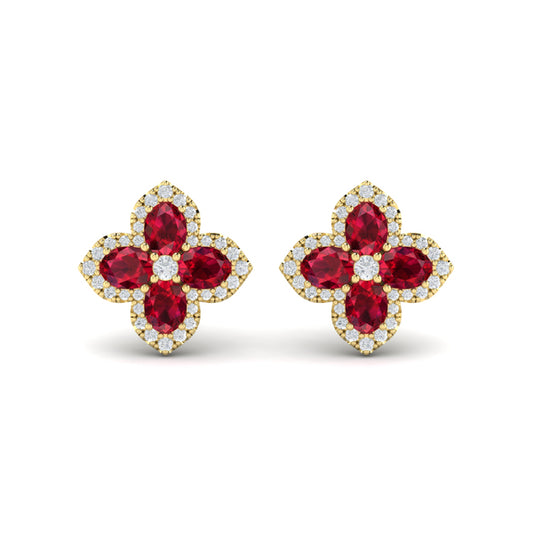 Petal Ruby Blossom Earrings
