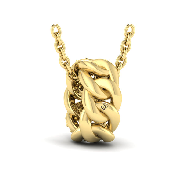 Channel Set Link with Diamonds Pendant Necklace
