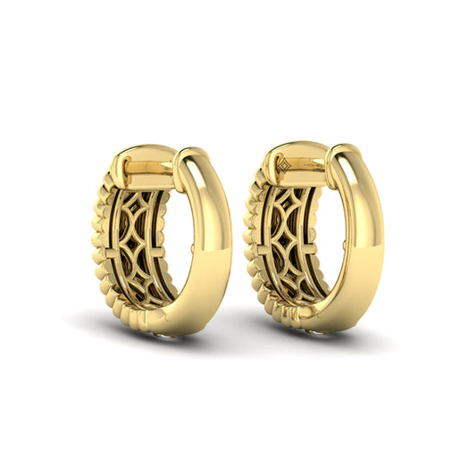 Fluted Huggie Earrings with Center Diamonds