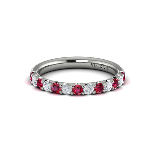 Ruby and Diamond Stackable Band