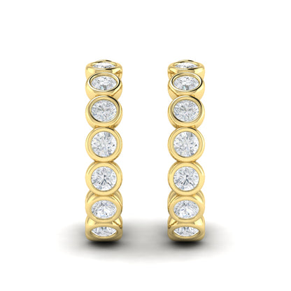 Rounded Bezel Set Hoop Earrings