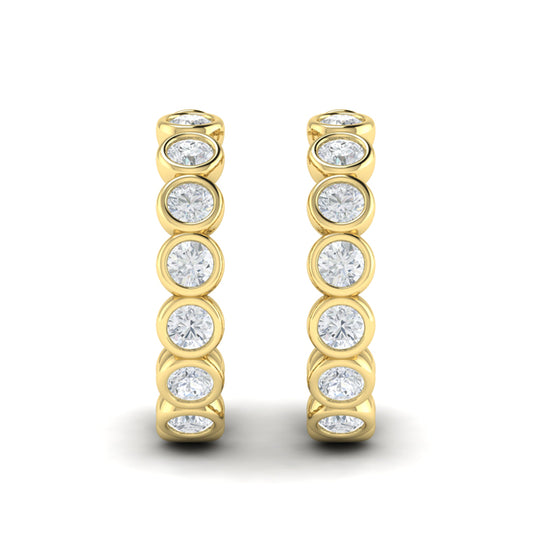 Rounded Bezel Set Hoop Earrings