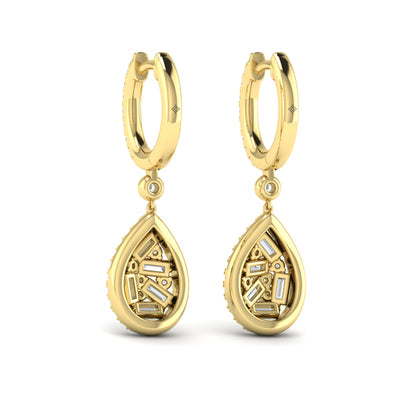 Multi Diamond Tear Drop Baguette Earrings