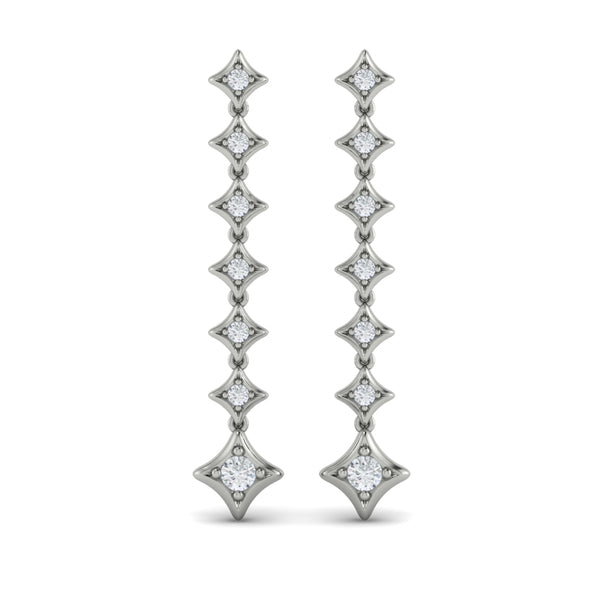 Diamond Vlora Star Long Drop Statement Earrings