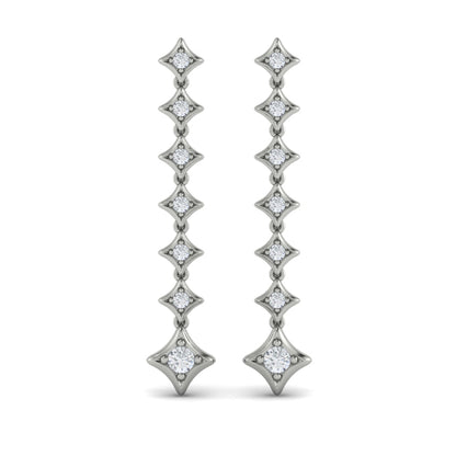 Diamond Vlora Star Long Drop Statement Earrings