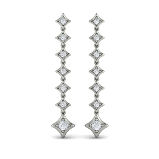 Diamond Vlora Star Long Drop Statement Earrings