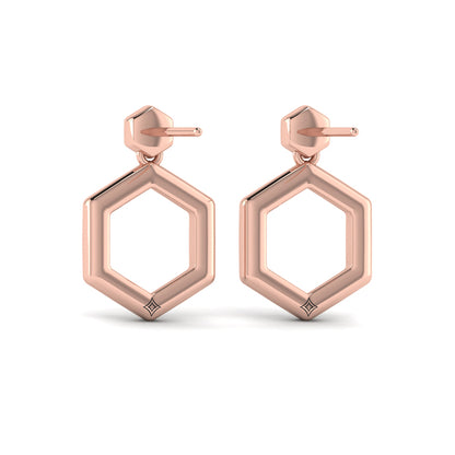 Channel Set Diamond Open Honeycomb Drop Stud Earrings