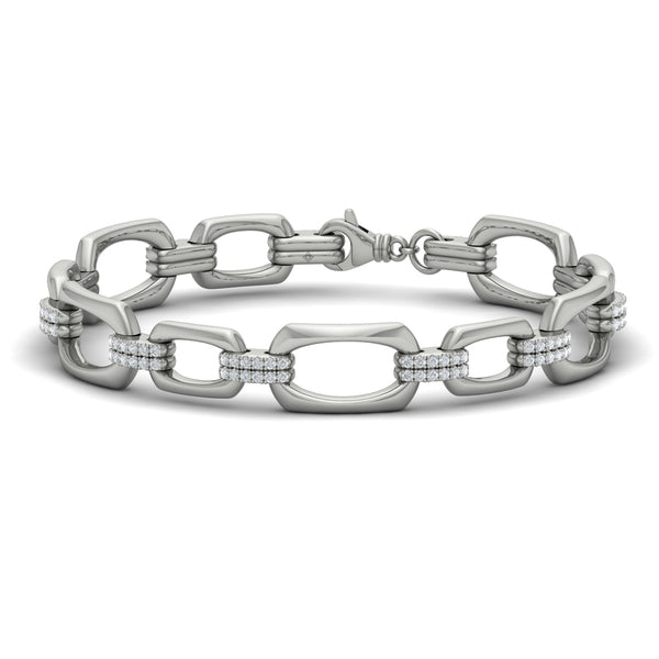 Diamond Accent East West Open Oval Link Bracelet